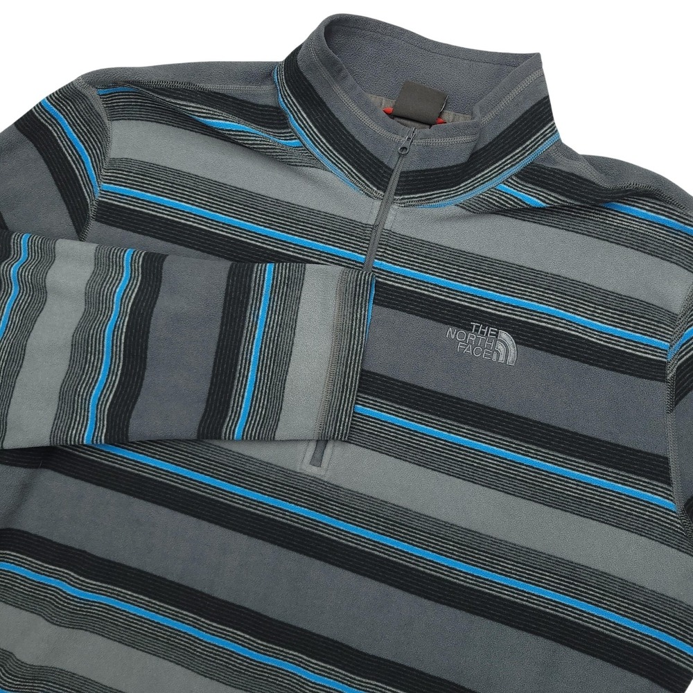 The North Face Pullover Mens XL‎ Gray Stripe 1/4 Zip Long Sleeve Fleece Top